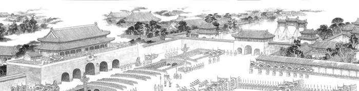 图为《京门九衢图》－ 分段画卷