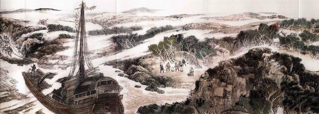 　　图为《古运回望图》分段画卷——张秋篇鉴赏