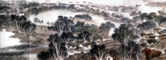 　　图为《古运回望图》分段画卷——河西务篇鉴赏