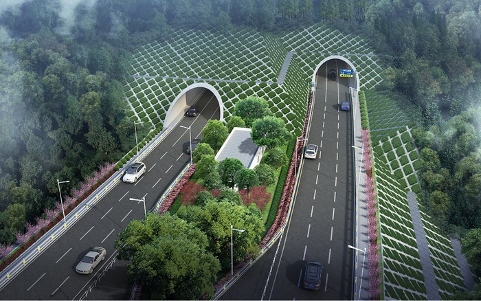 樵坪山隧道：左线3268m，右线3290m，单洞净宽13.5m、洞高≥5m（央广网发 中建铁投重庆分公司供图）