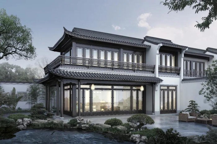 （项目合中式合院效果图，艾绿蓝城桃李春风提供，央广网发）