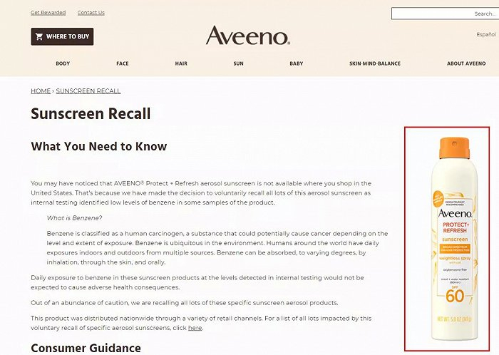 分别截自露得清和艾惟诺美国官网（自上而下）