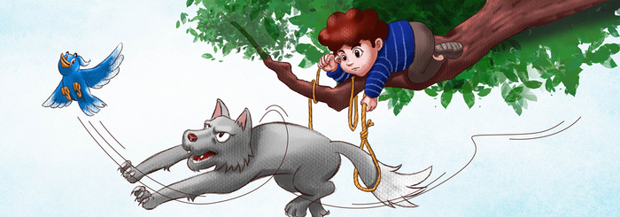 这一交响童话讲述了彼得抓住了狼，保护了动物朋友的故事。