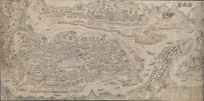 渝城图，约绘于1850-1900年，法国国家图书馆藏