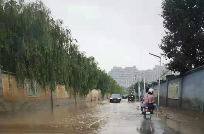每逢暴雨，友谊林路部分路段行车如行船。