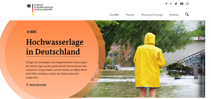 德国联邦民众保护和灾难救助局官网页面