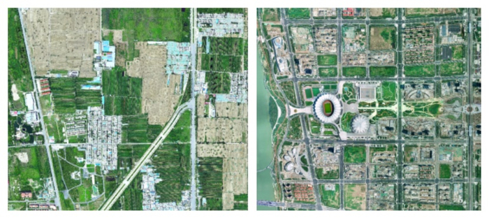 （西安国际港务区奥体中心片区2017/2021年对比，企业供图，央广网发）