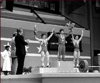 海峡两岸运动员同在1984年第23届奥运会领奖台上。图片来源：中国体育博物馆官网