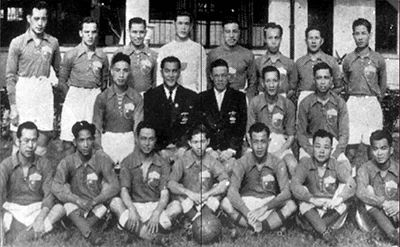 ▲参加1948年第14届奥运会的中国足球队。图片来源：中国体育博物馆官网