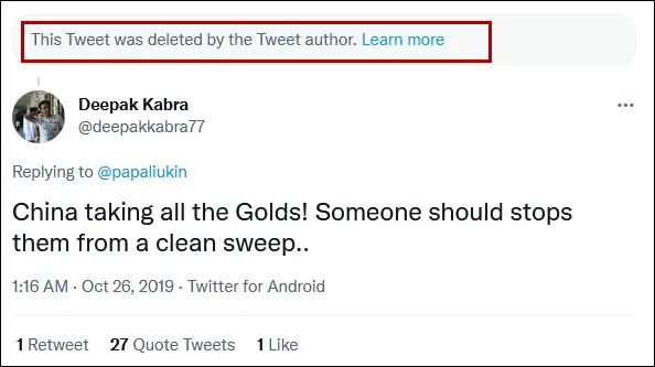 卡巴拉评论截图，而他所回复的那条推文目前已被删除