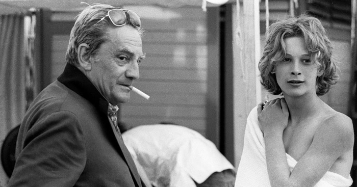 《魂断威尼斯》导演维斯康蒂（左）与安德森在片场