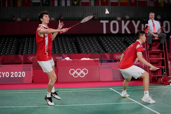 ▲当地时间2021年7月31日，日本东京，2020东京奥运会羽毛球男双决赛，李俊慧/刘雨辰VS李洋/王齐麟。