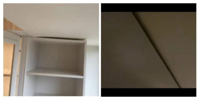 飘窗台柜子顶部和背部存在缝隙（图片由程女士提供）