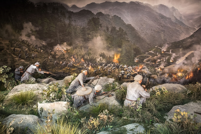 资料图：娄山关红军战斗遗址陈列馆的娄山关战斗场景。（央广网发 视觉中国供图）