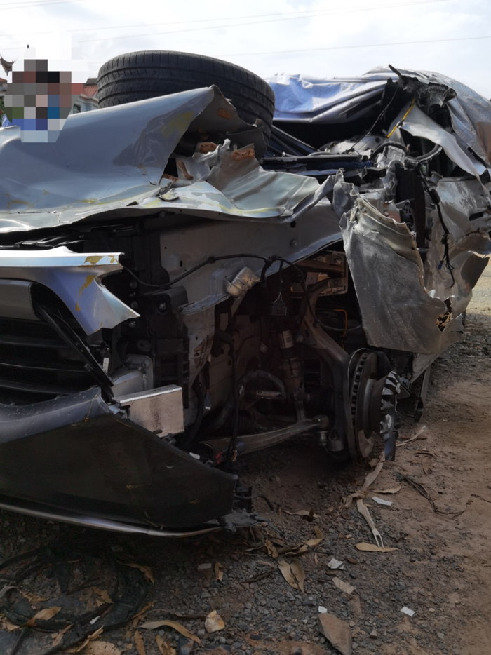 △林文钦车祸现场，图片由治丧小组成员郑先生提供
