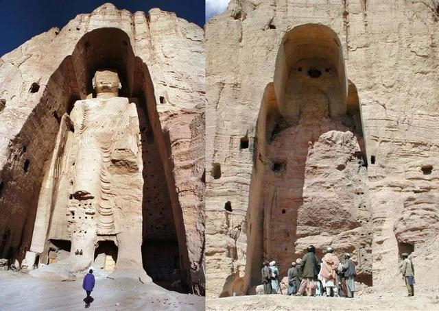 巴米扬大佛被毁前后对比图