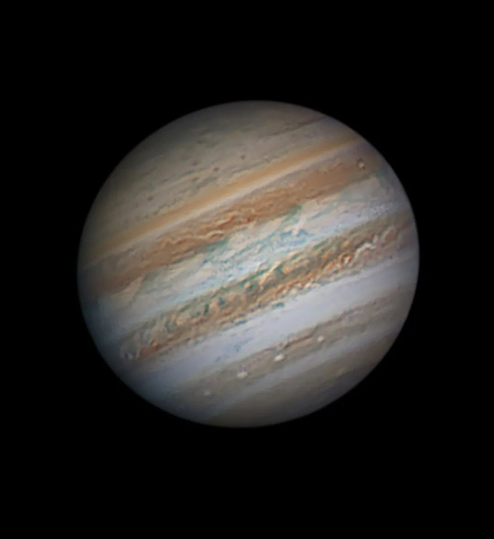 ↑北京市天文爱好者宗海阳2017年5月17日拍摄的木星特写。（本人供图）