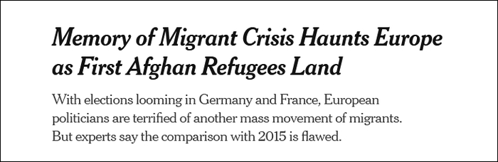 《纽约时报》：当首批阿富汗难民抵达之时，难民危机记忆仍萦绕欧洲上空