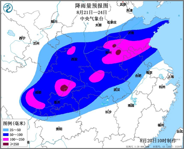 ▲降雨量预报图。图片来自中央气象台