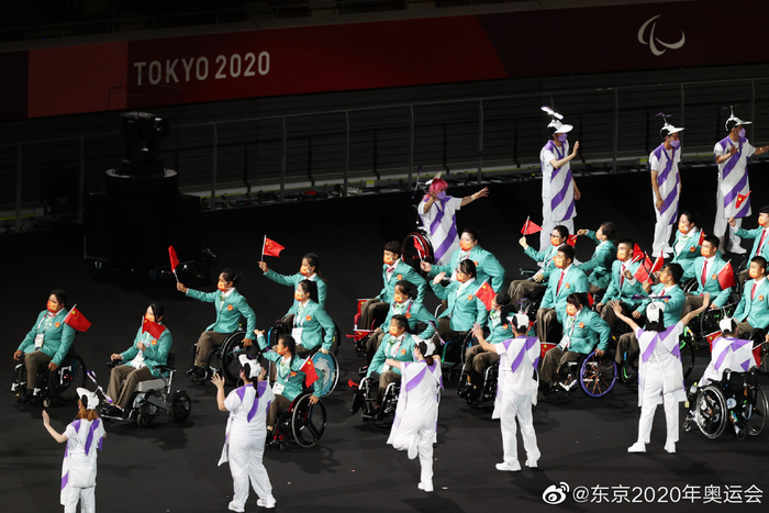 中国体育代表团在东京残奥会开幕式上。图片来源：@东京2020奥运会