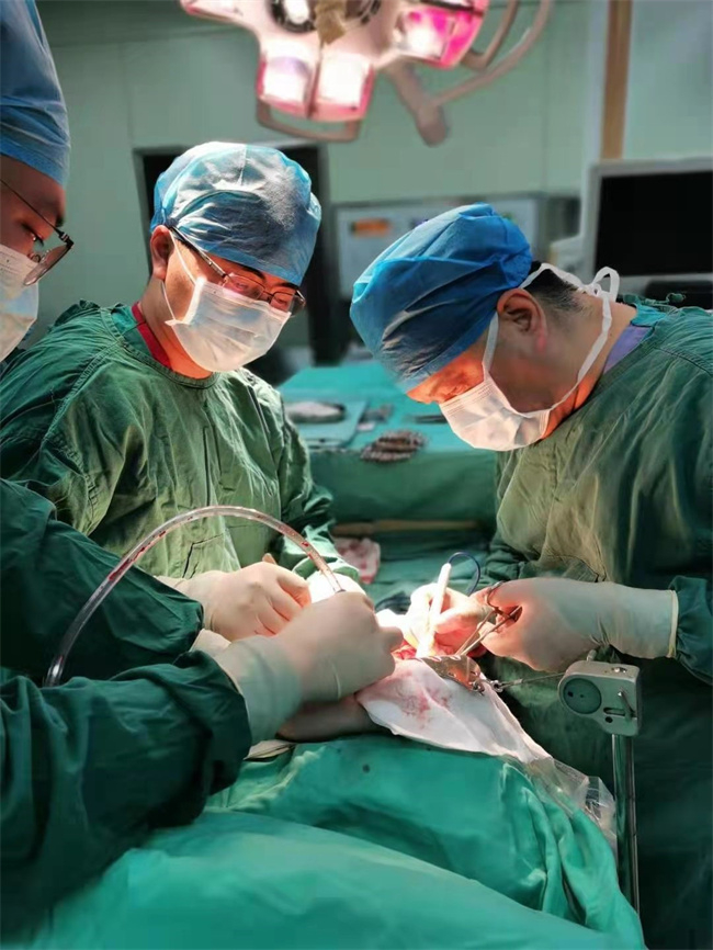 陆朝阳教授移植团队进行肝脏移植手术。