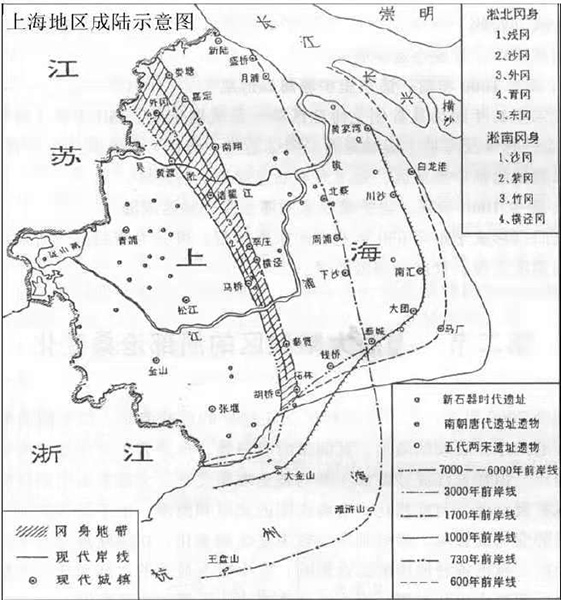 图说：上海地区成陆示意图