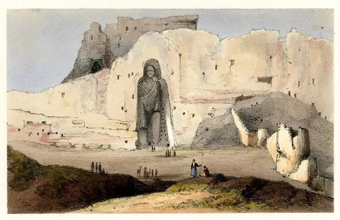 西大佛水彩画（1842年）英国大英博物馆藏