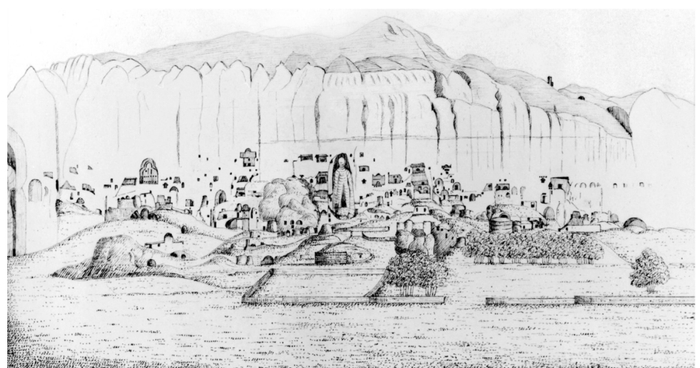 巴米扬山谷布局插图（1842年）