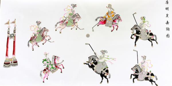 汪天稳皮影作品《唐明皇击鞠图》