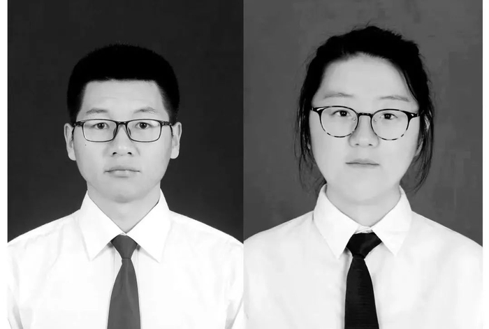 吴应谱（左）和樊贞子的入职证件照（资料图片）。新华社发（修水县委宣传部供图）