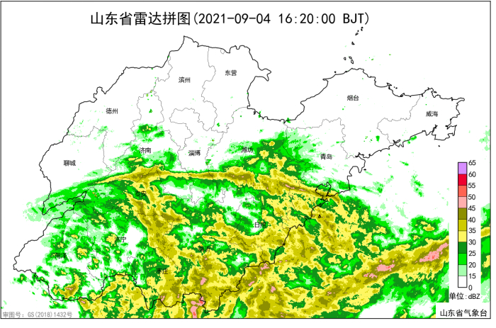 图2 2021年9月4日16时20分全省雷达拼图