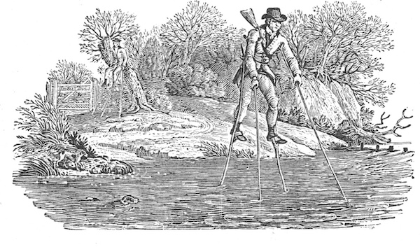  比威克小插图 ：踩高跷过河