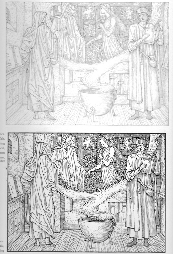 伯恩·琼斯草图及完成的木口木刻