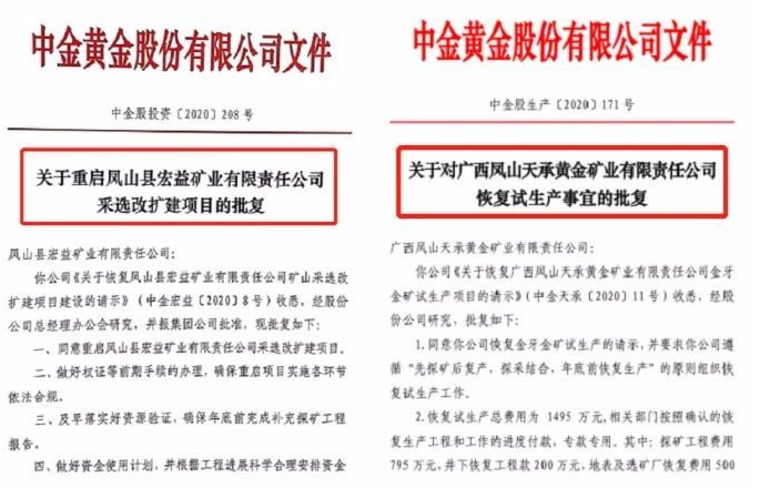 图3 中金黄金同意两家企业违规开展重启改扩建项目和恢复试生产
