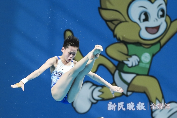 图说：全红婵在比赛中 新民晚报记者 李铭珅 摄