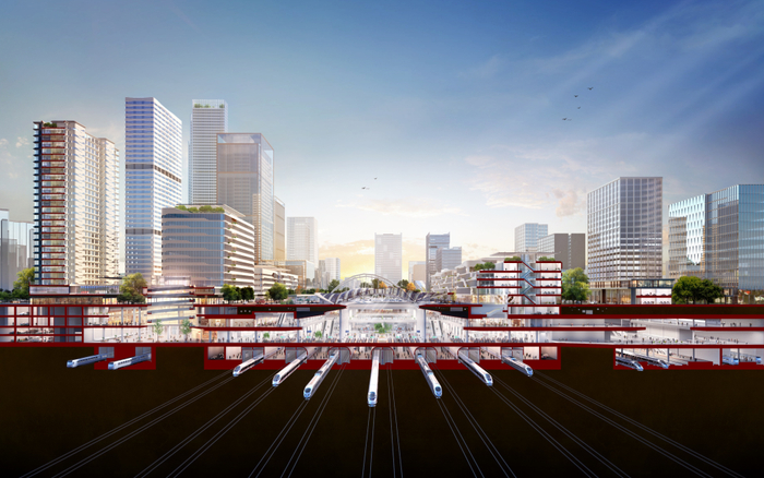 北京城市副中心站综合交通枢纽效果图。受访单位供图