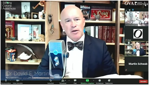 ▲7月9日，大卫·马丁在德国新冠调查委员会上发表证词