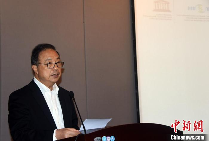 HIST主任郭华东院士致辞。　中新社记者 孙自法 摄