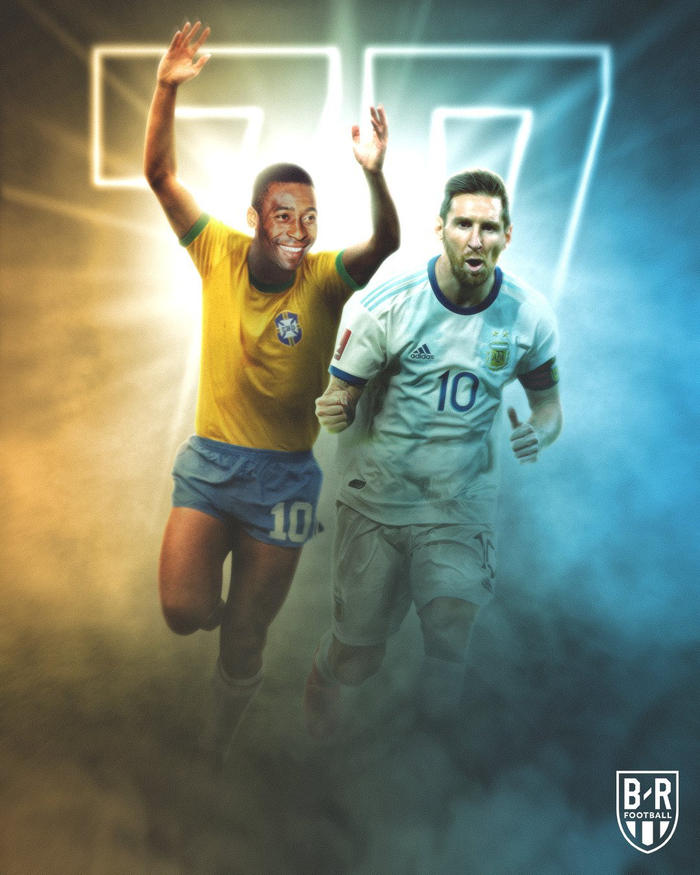 梅西追平了贝利的纪录。