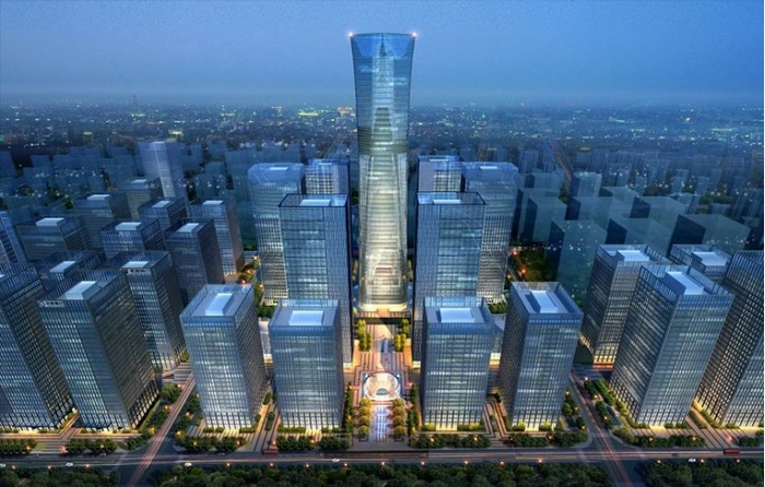 （汉峪片区商务区效果图，金科琼华九璋供图，央广网发）