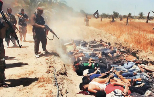 “伊斯兰国”在社交媒体上传视频，展示他们如何屠杀平民及战俘。图源：网络