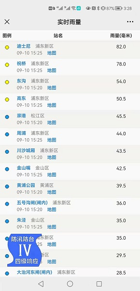 图说：迪士尼雨量已达82毫米  来源/上海防汛