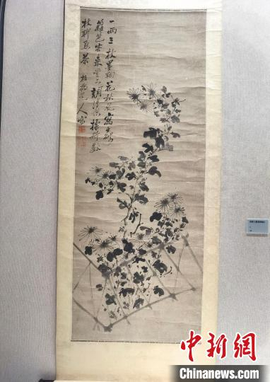 馆内展陈的郑燮《墨菊图轴》 刘浩 摄