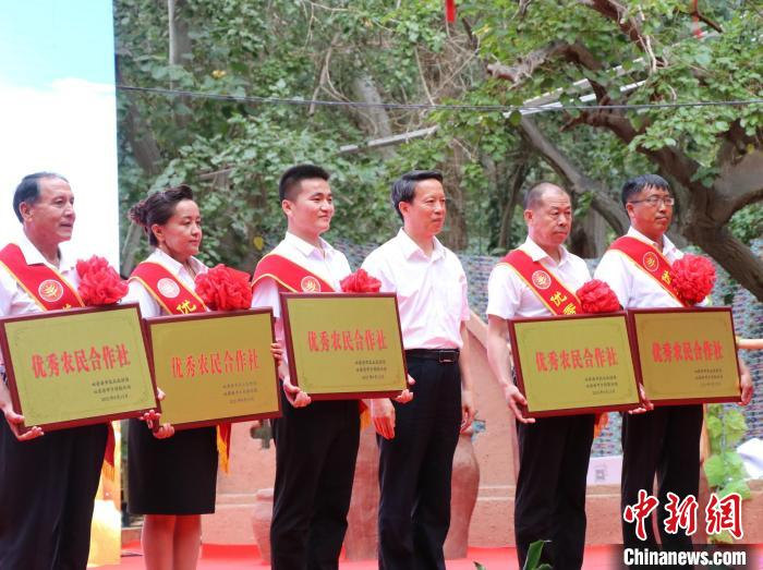 活动当日，吐鲁番优秀农民合作社、十佳农民致富带头人获得表彰。　胡嘉琛 摄
