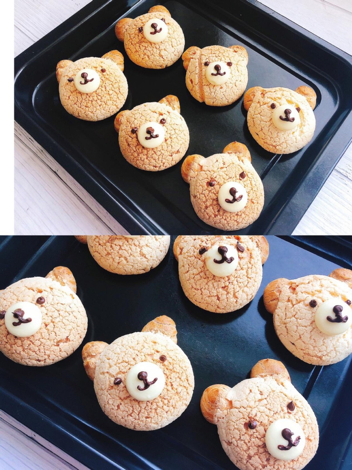 呆萌的小熊酥皮泡芙一口爆浆家常做法美味好吃又好看