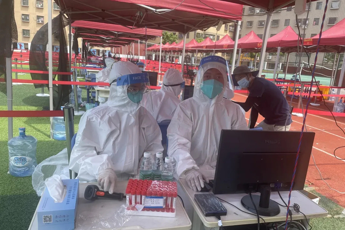 检察志愿者细心地录入数据。