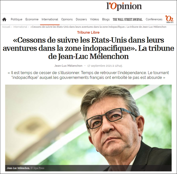 梅朗雄在法媒《舆论报》撰写评论文章