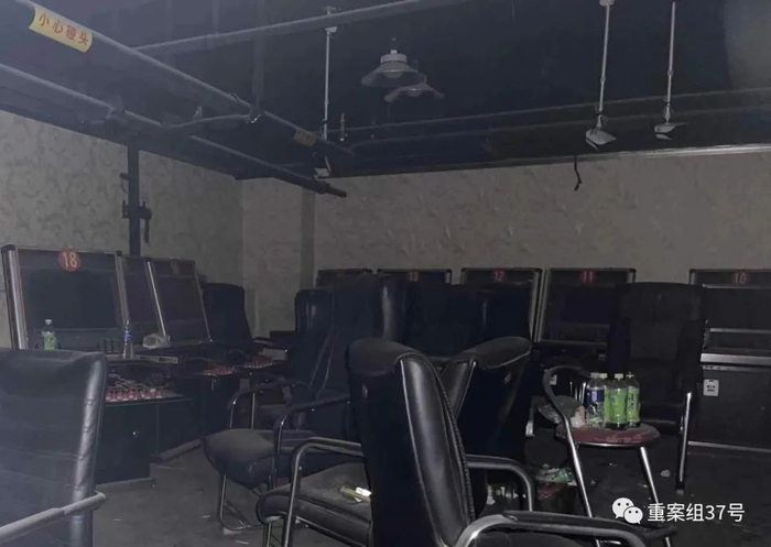 ▲江西大厦负一层赌场内被查封的赌博机。