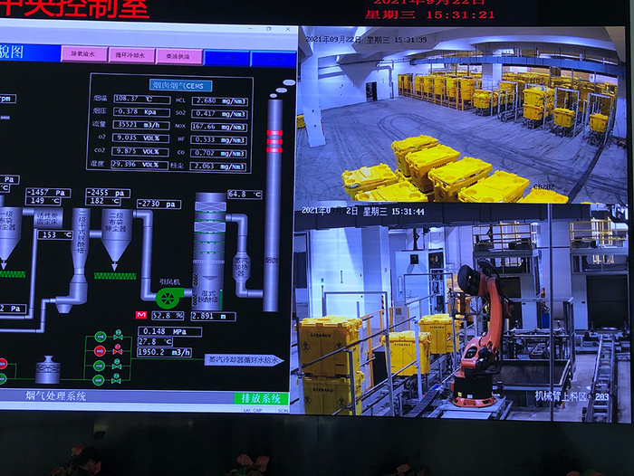 中控室大屏上显示各个环节运行情况