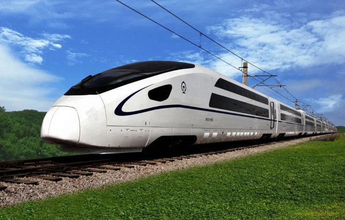 ▲2019年中车唐山公司新型型时速350公里高速卧铺动车组。